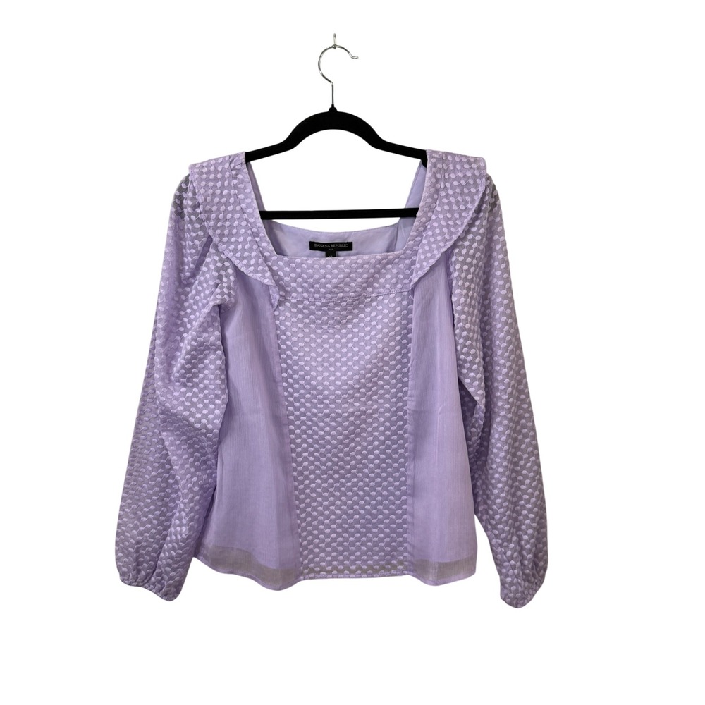 Banana Republic Lavender Swiss Dot Textured Top Cottagecore Coquette NWT XS‎